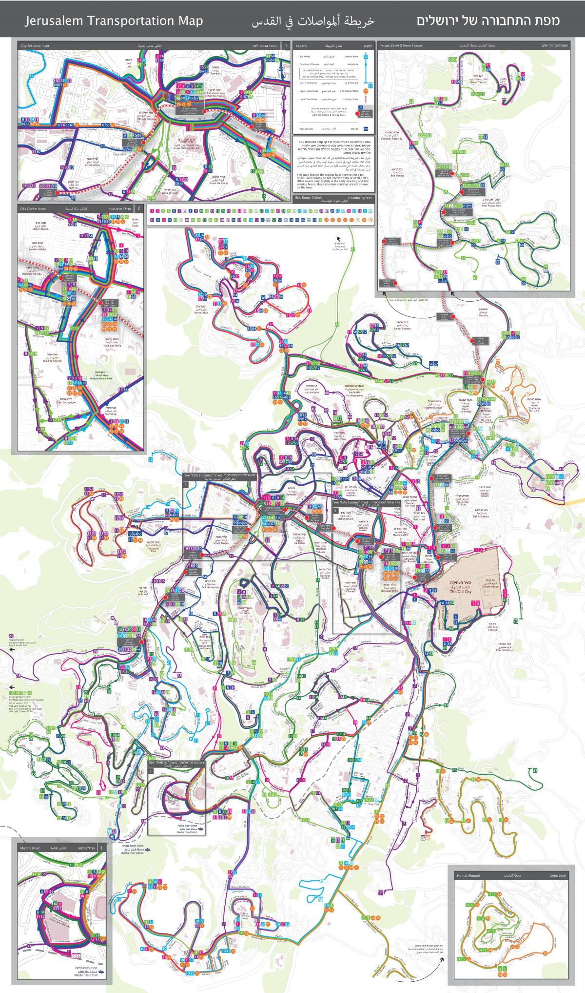 Vervoersplattegrond van Jeruzalem